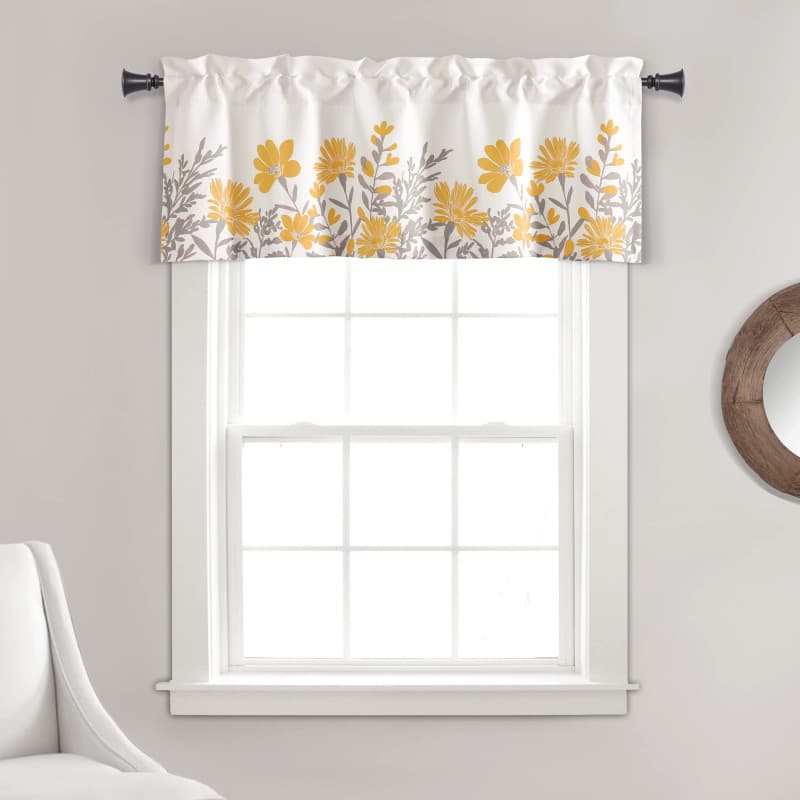 Cantonnière Florale Lush Decor Jaune et Gris 45,7 x 132,1 cm