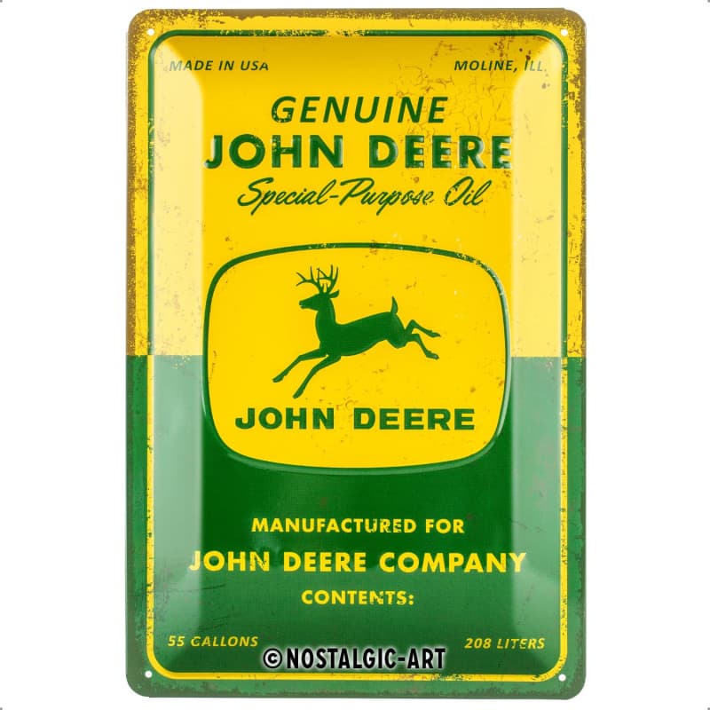 Plaque Murale Vintage John Deere en Métal - Décoration Rétro 20x30 cm