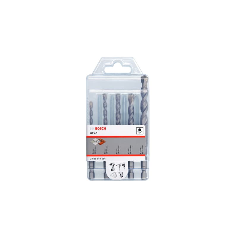 Jeu de Forets à Béton Bosch Professional HEX-5 - 5 Pièces Ø 4 à 10 mm