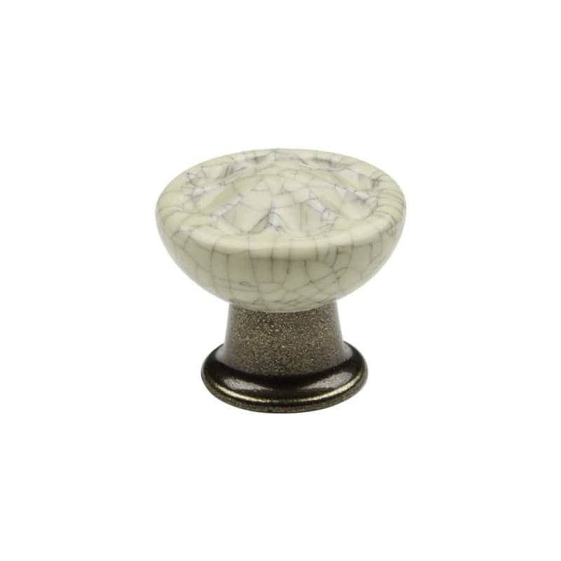Lot de 2 Boutons de Tiroir Vintage en Laiton et Porcelaine