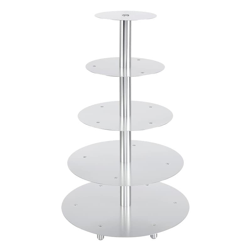 Présentoir à Gâteaux Rond 5 Étagères en Aluminium Argenté
