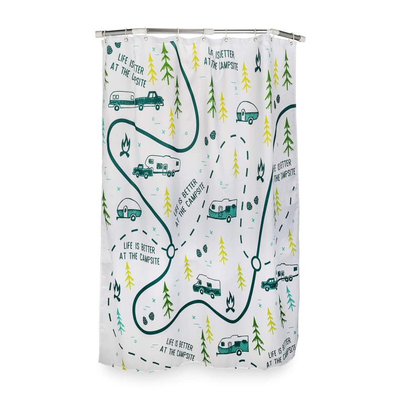 Rideau de Douche Camco Life is Better au Camping – Motif Carte