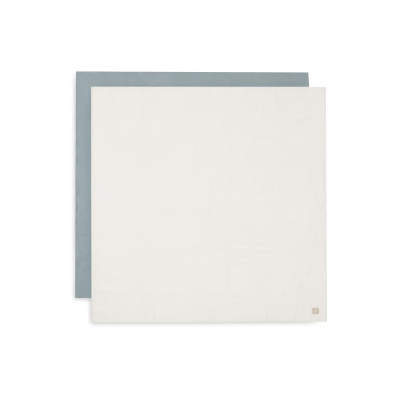 Lot de 2 langes en mousseline Jollein - Vert mer et ivoire - 115 x 115 cm