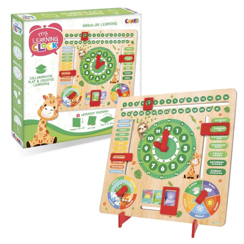 Horloge Éducative en Bois CRAZE - Apprendre l'Heure et les Saisons