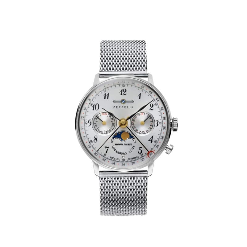Montre Analogique Zeppelin en Acier Inoxydable avec Phase Lunaire - Modèle 7037M-1
