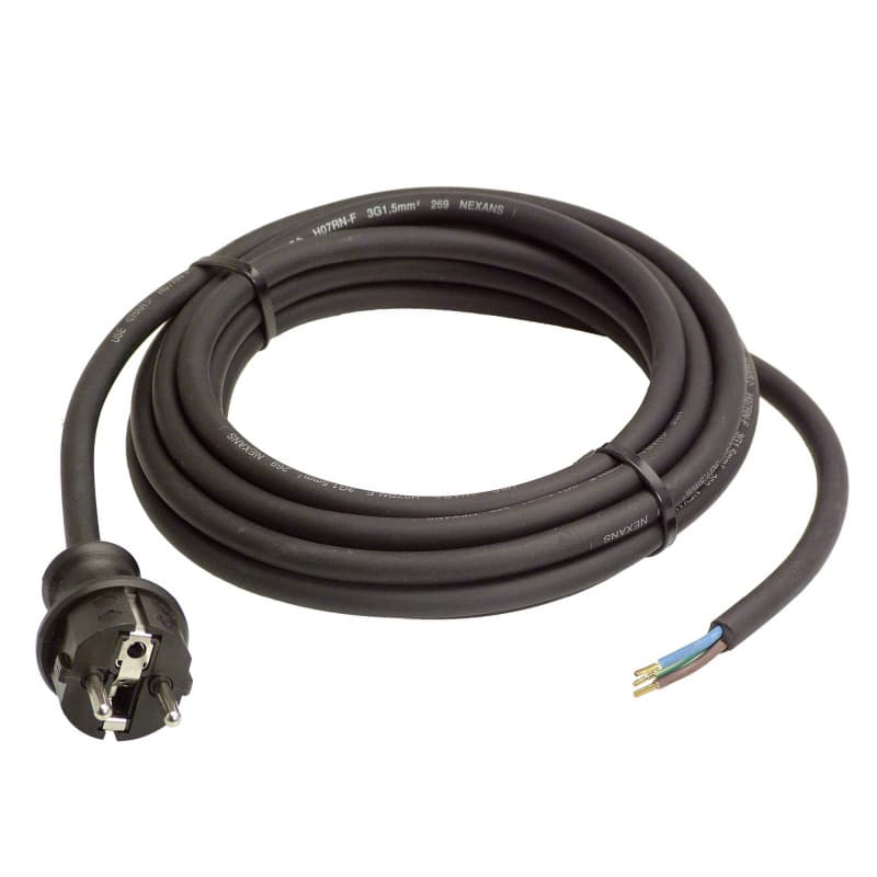 Cordon de Raccordement Caoutchouc H07RNF 15m - Résistant à l'Eau IP44