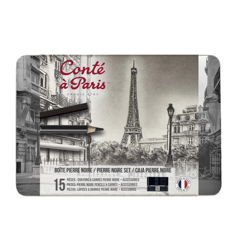 Set de Dessin Conté à Paris - Boîte Métal avec Crayons et Accessoires