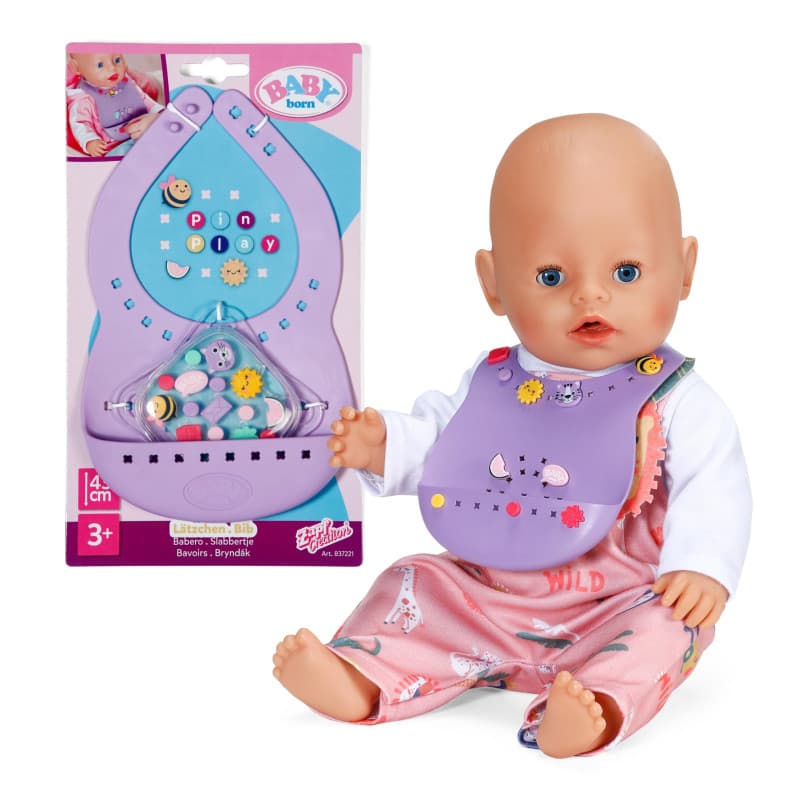 Bavoir Pin-Play BABY born avec Épingles Décoratives pour Poupées