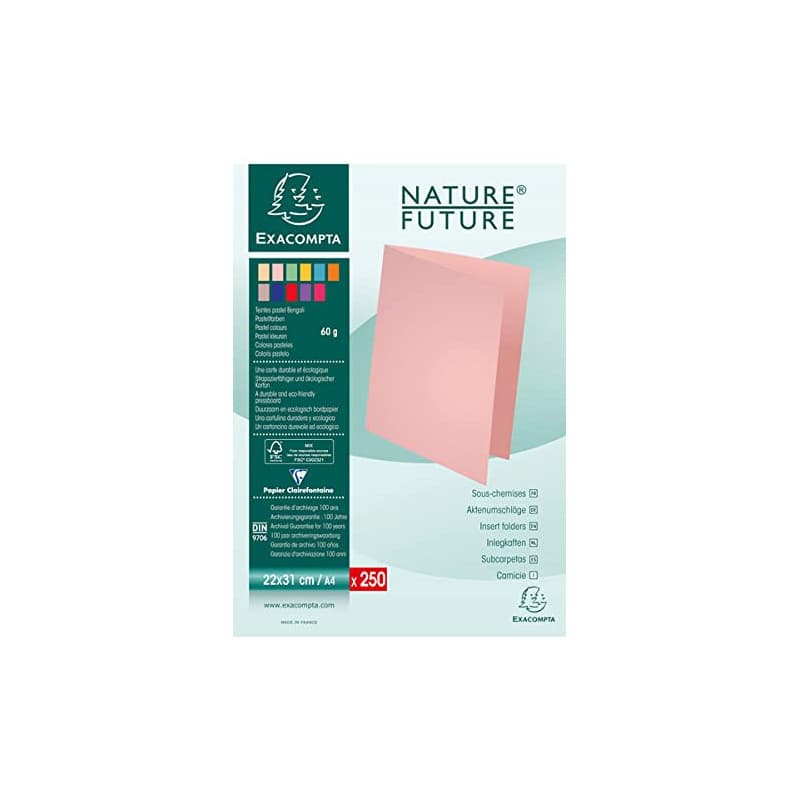 Exacompta Sous-Chemises Pastel - Lot de 5 Paquets de 250 Unités - Format A4