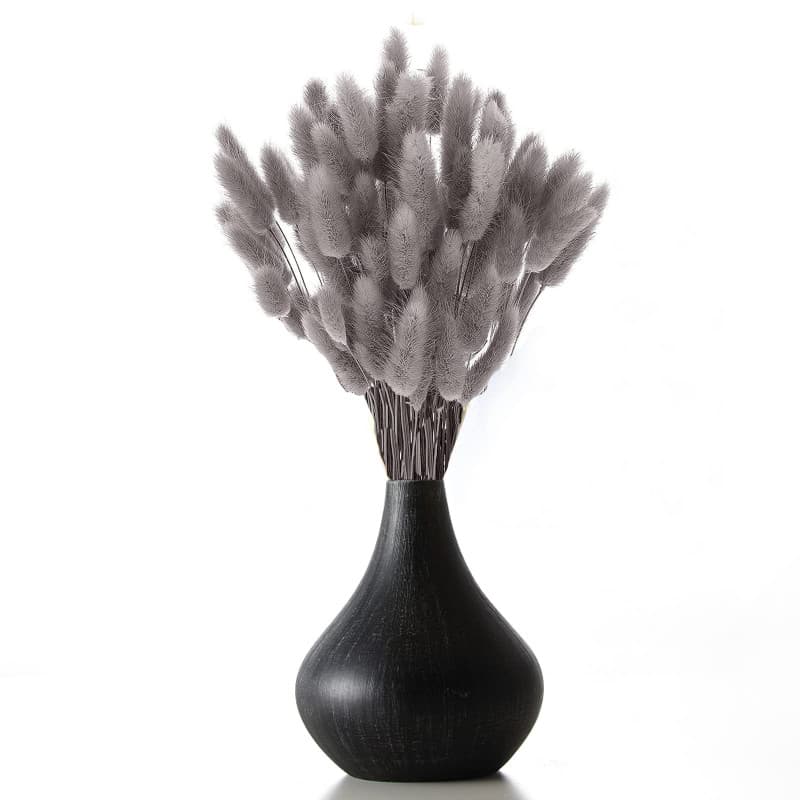 Bouquet d'Herbe de Pampa Séchée - Décoration Élégante en Gris-Noir