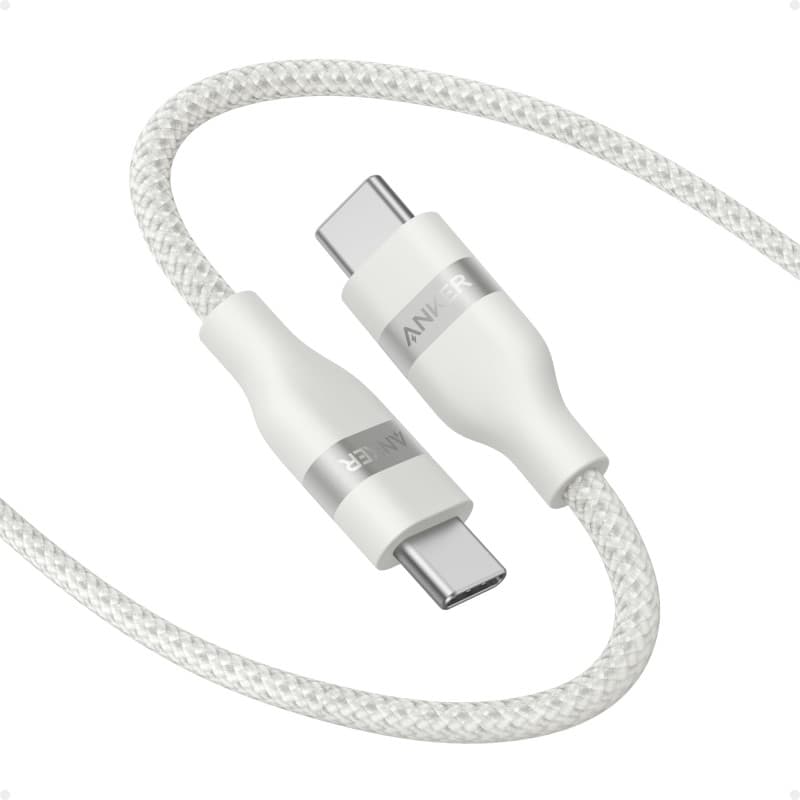 Câble USB-C Tressé Anker 240W - Chargeur Rapide pour iPhone et MacBook Pro (0,9m, Blanc)