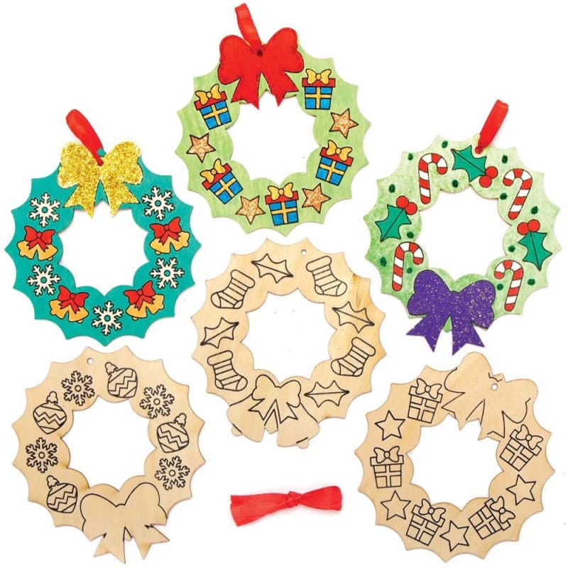 Kit de Couronnes de Noël en Bois à Décorer - Paquet de 10 pour Enfants