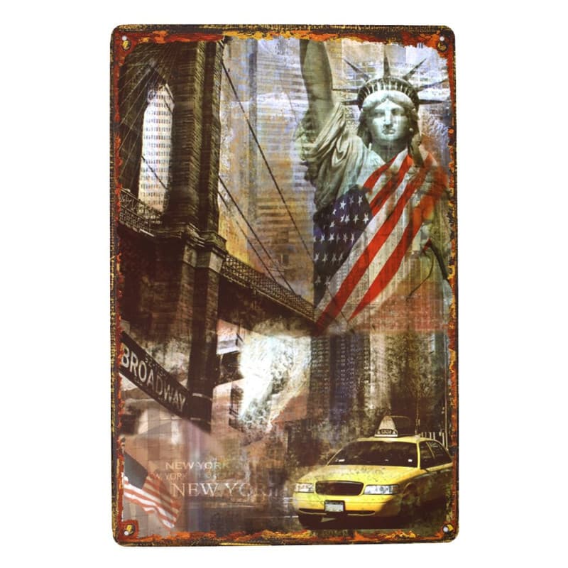 Plaque Murale Rétro Statue de la Liberté Hioni en Métal