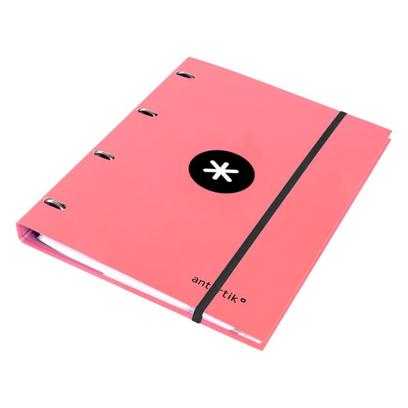Classeur A4 Antartik Corail avec 4 Anneaux et Recharge Liderpapel