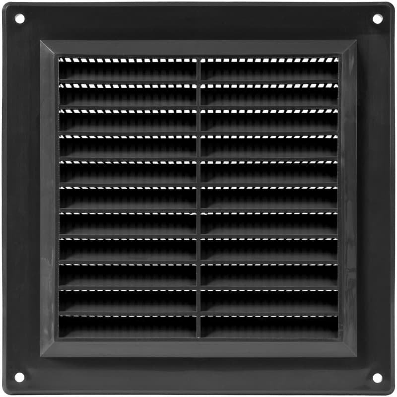 Grille d'Aération en Plastique Noir 15,2 cm avec Écran Anti-Parasitaire