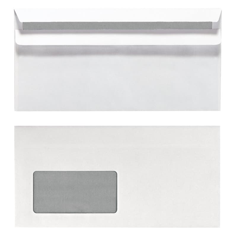 Lot de 100 enveloppes longues autocollantes Herlitz avec fenêtre - Blanches