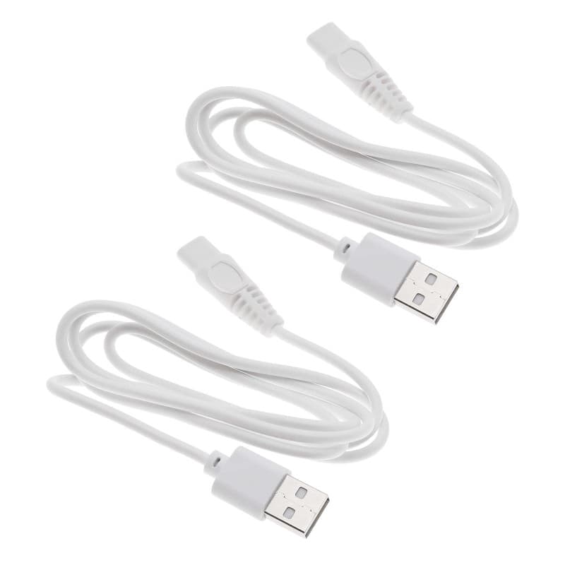 Câble de Chargeur USB EMSea pour Rasoir Finishing Touch - 1m, Blanc, 2 pièces