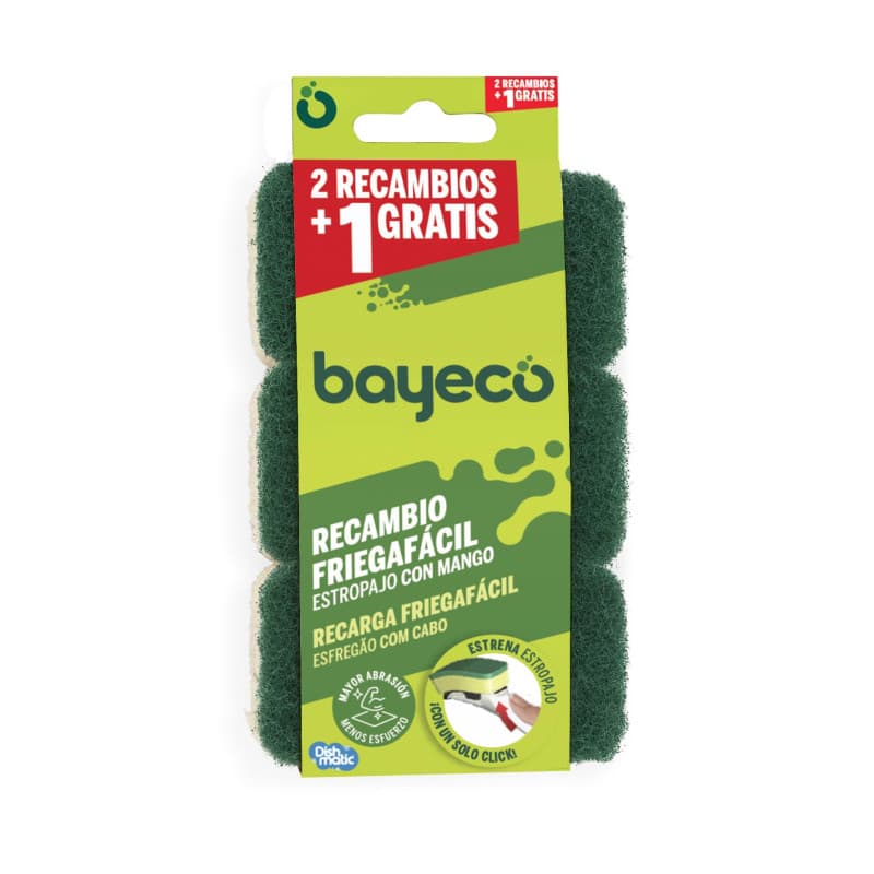 Bayeco Lot de 3 Recharges Éponge avec Poignée - Système de Pose Facile Vert