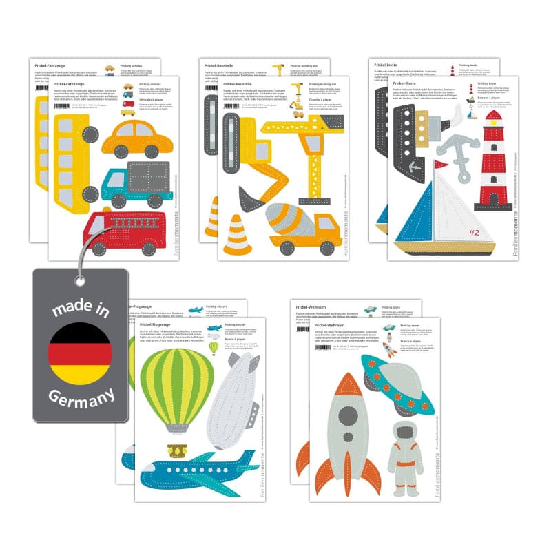 Cartes à Poinçonner Thème Véhicules - 10 Motifs A5 pour Bricolage