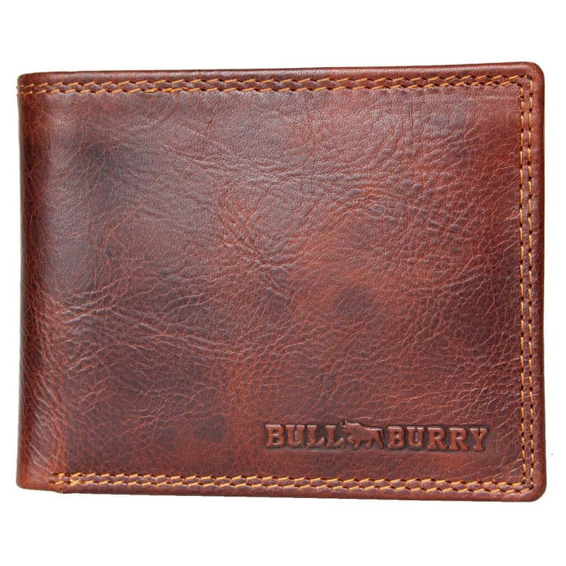 Portefeuille en cuir de vachette Bull Burry avec protection RFID - Marron