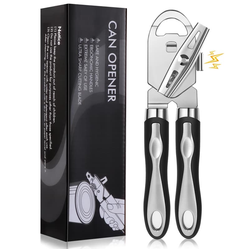 Ouvre-Boîte 3 en 1 Brencco avec Décapsuleur et Poignée Ergonomique - Noir