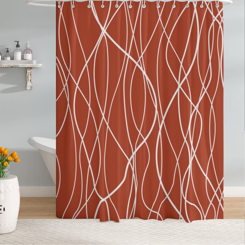 Rideau de Douche Rouge en Tissu Polyester - Imperméable et Anti-Moisissure