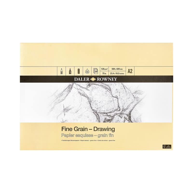 Bloc de papier à dessin Daler Rowney A2 120 g/m² - 30 feuilles blanches