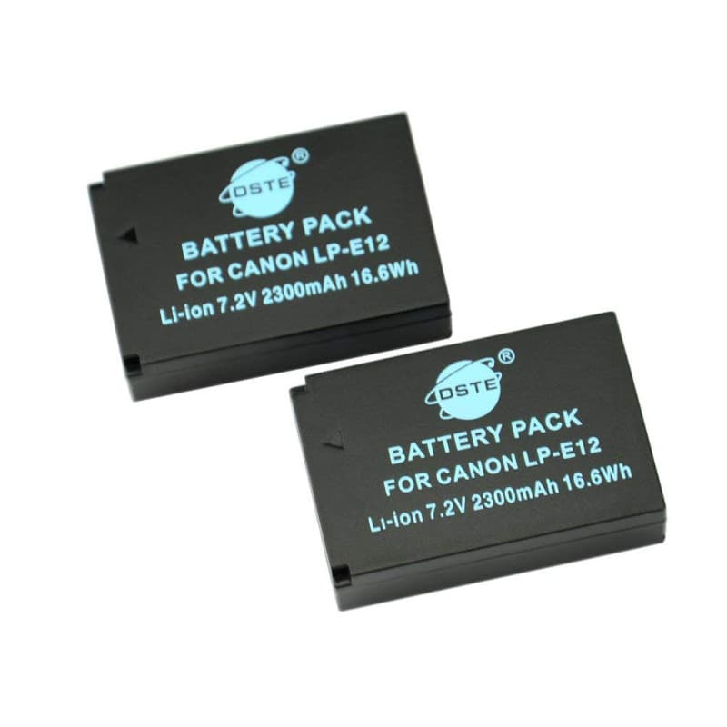 DSTE Pack de 2 Batteries Li-ion pour Canon LP-E12 - Compatible EOS M, 100D, Rebel SL1