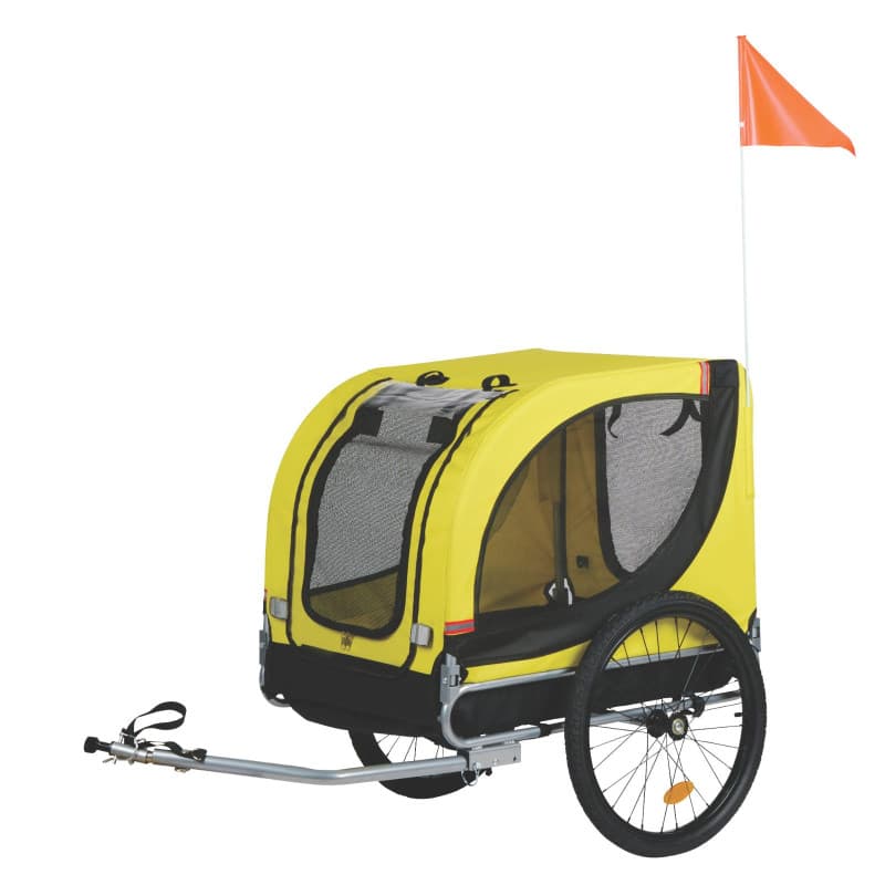 Remorque Pliable pour Chien Dunlop - Chariot de Vélo Jaune et Noir, Charge Max 40 KG