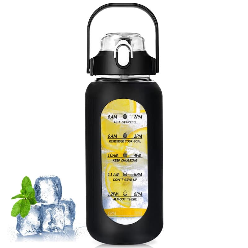 Bouteille en Verre WIYETY 1000 ml avec Paille et Coque Antidérapante
