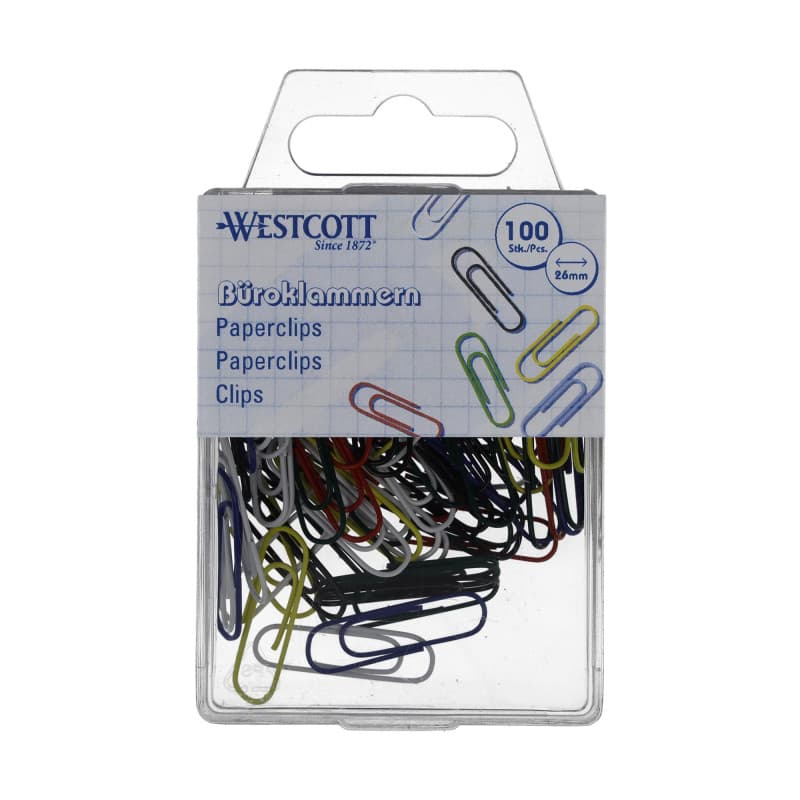 Lot de 100 trombones multicolores Westcott 26 mm - Boîte pratique pour bureau et maison