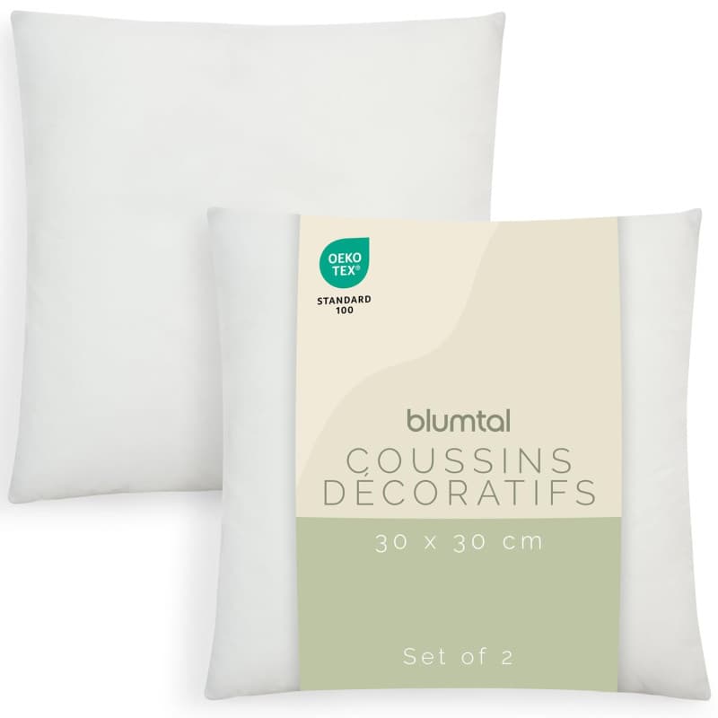 Coussin Écologique 30x30 cm - Lot de 2 Oreillers Hypoallergéniques et Lavables