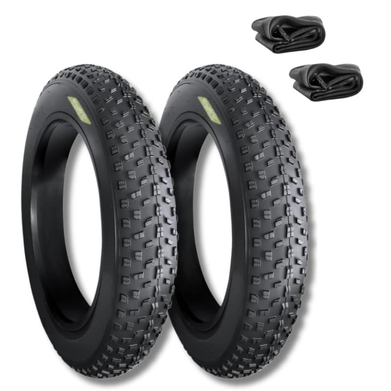 Paire de Pneus Fat Bike 20 x 4.0 avec Chambres à Air - ECOVELO Noir