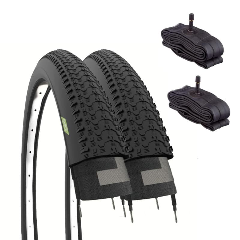 Pneus VTT 26" Ecovelò avec Chambres à Air Américaines - Noir