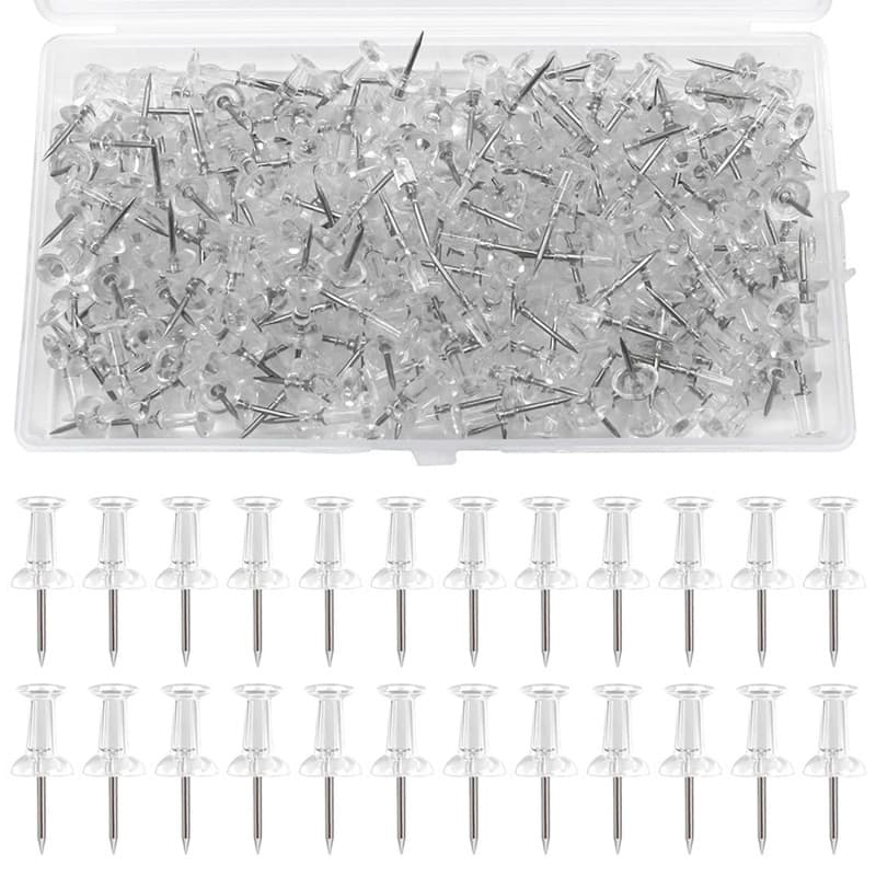 Boîte de 200 Punaises Transparentes pour Tableau d'Affichage - EUZUXU
