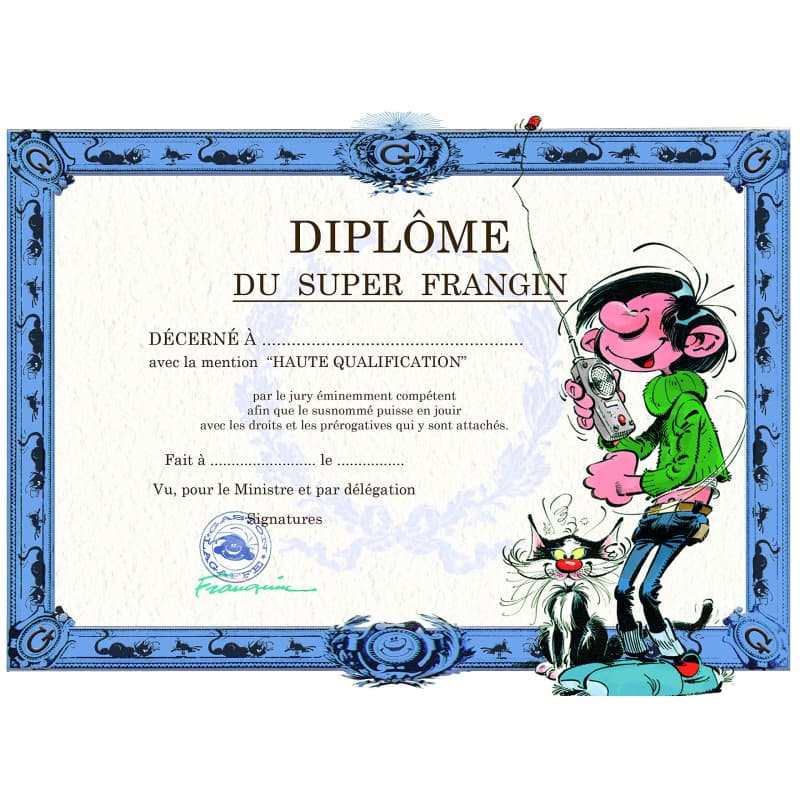Carte Diplôme du Super Frangin - Gaston Lagaffe avec Enveloppe