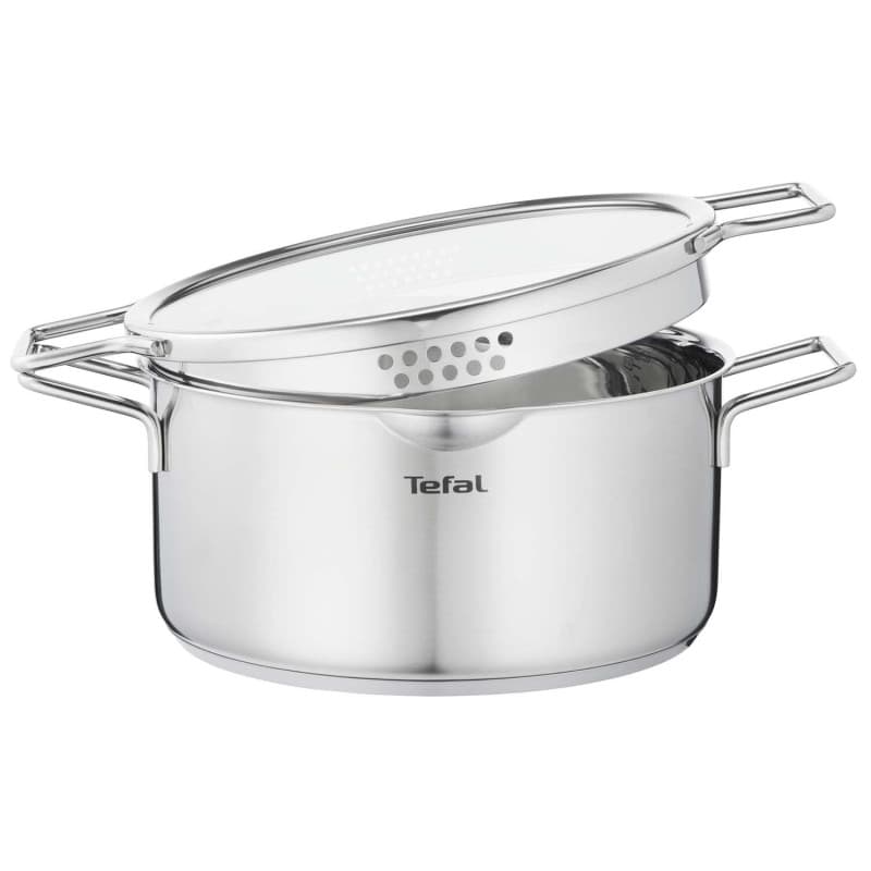 Faitout Tefal Nordica 20 cm en Acier Inoxydable avec Couvercle en Verre