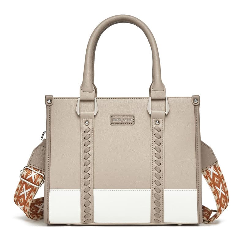 Sac Cabas Miss Lulu en PU avec Sangle Tressée - Idéal pour le Quotidien