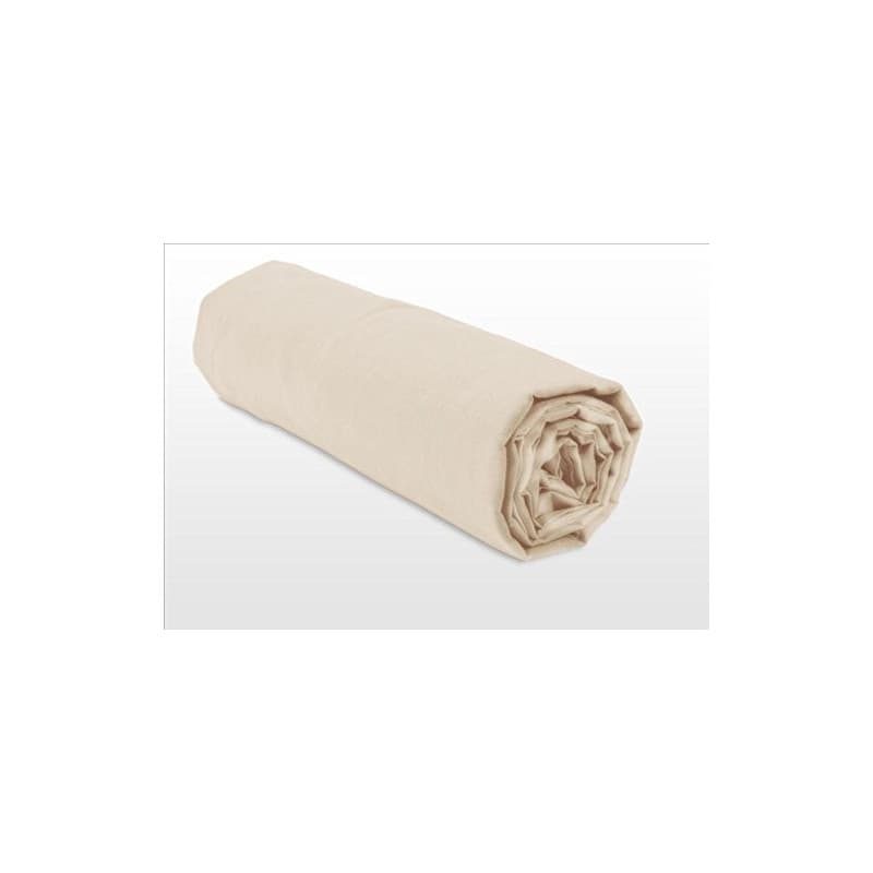 Drap Housse 100% Coton Beige Ivoire - 90x190 cm - Home Linge Passion