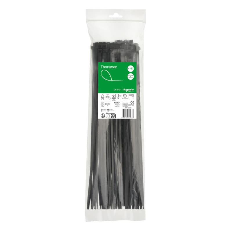 Serre-Câbles Autobloquants Noir - Lot de 100 Schneider Electric Thorsman 370 x 4,8 mm