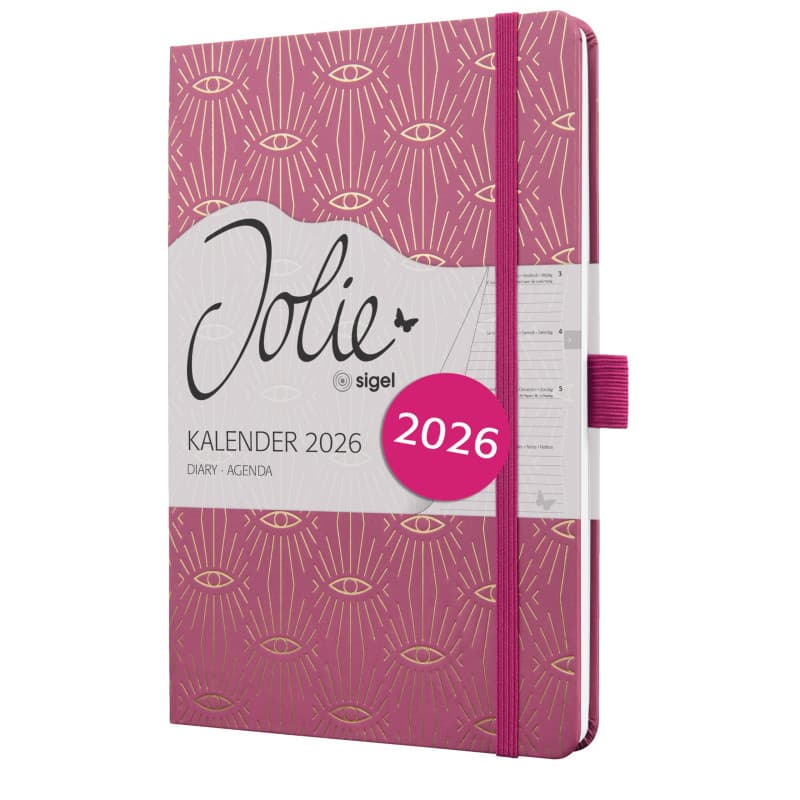 Agenda Semainier A5 Rose Sigel 2026 avec Élastique et Poche