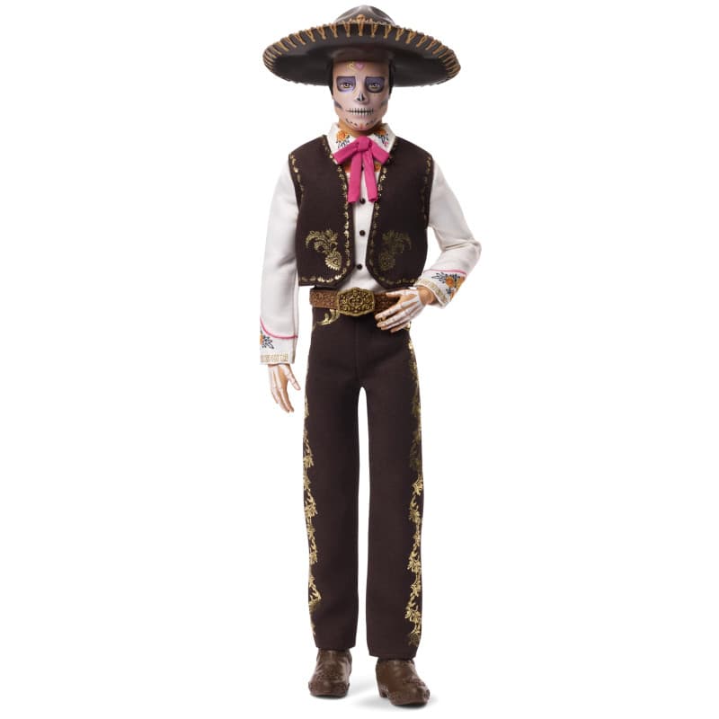 Poupée Ken Día De Muertos Barbie - Costume Élégant Noir et Crème