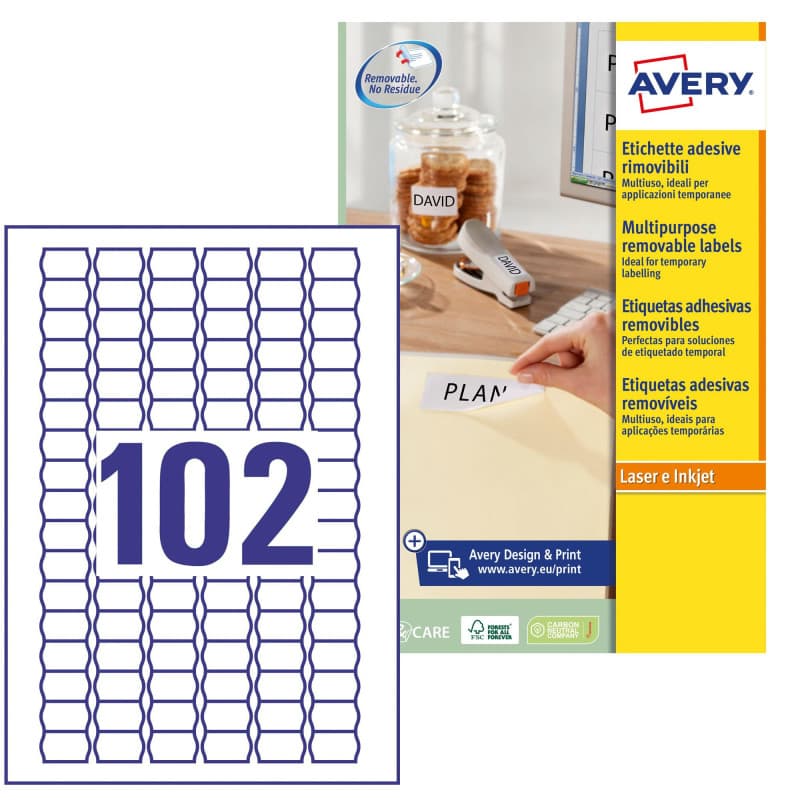Étiquettes Prix Stick+Lift AVERY Zweckform - 26 x 16 mm, Blanches, 2550 Étiquettes