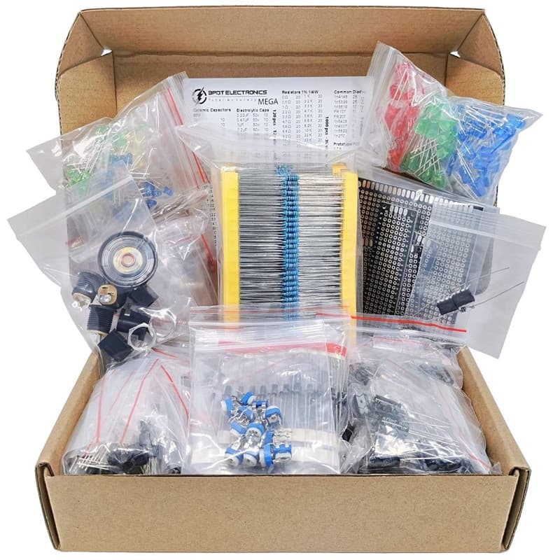 Kit Composants Électroniques ZEBULON - 1900 Pièces Résistances, Transistors, Diodes et Plus