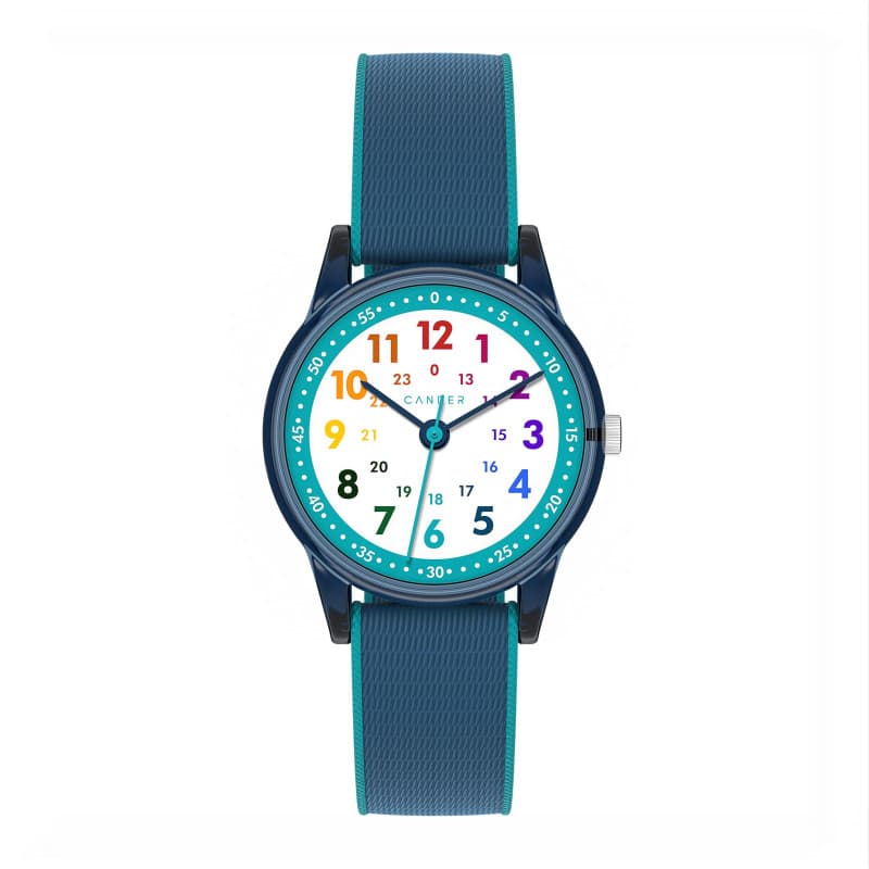 Montre Enfant Cander Berlin MNA 0130K Étanche avec Velcro - Apprentissage Analogique Bleu