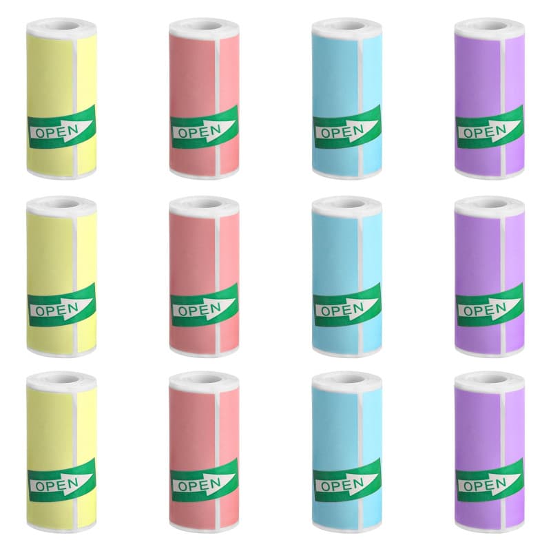 Papier Thermique Coloré APOMOONS pour Imprimante - 12 Rouleaux 57x30 mm