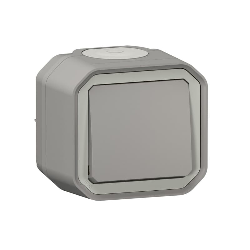 Bouton Poussoir Étanche Legrand Plexo Gris 10A IP55 pour Montage Saillie