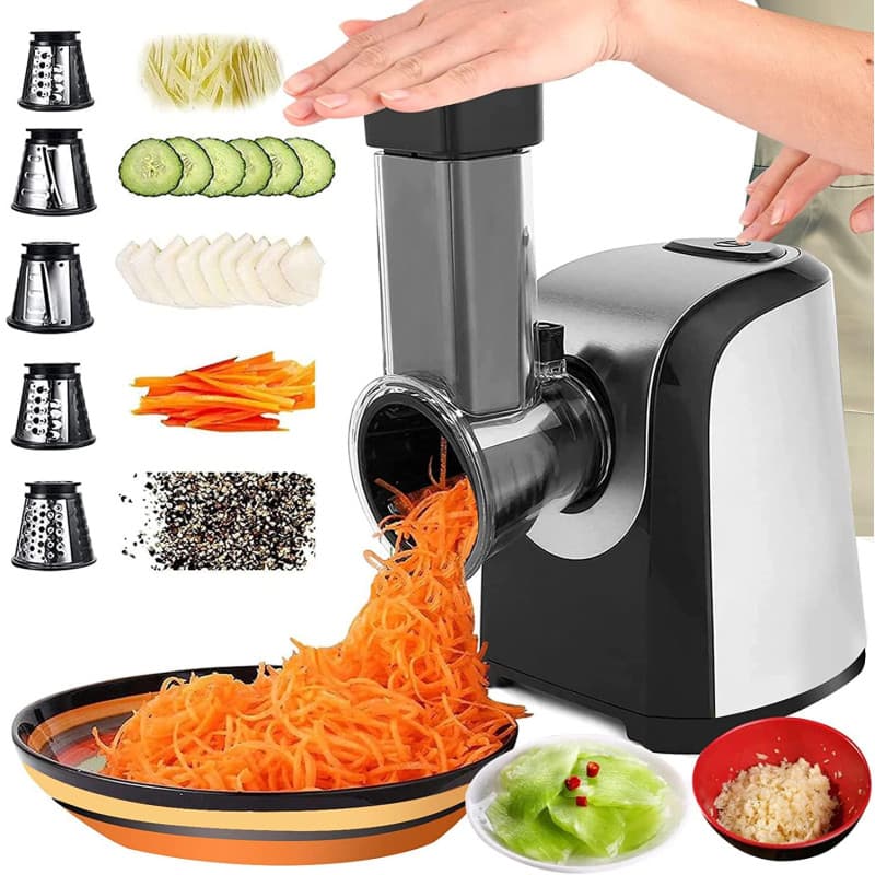 Râpe à Légumes Électrique Automatique avec 5 Lames Coniques - 150W