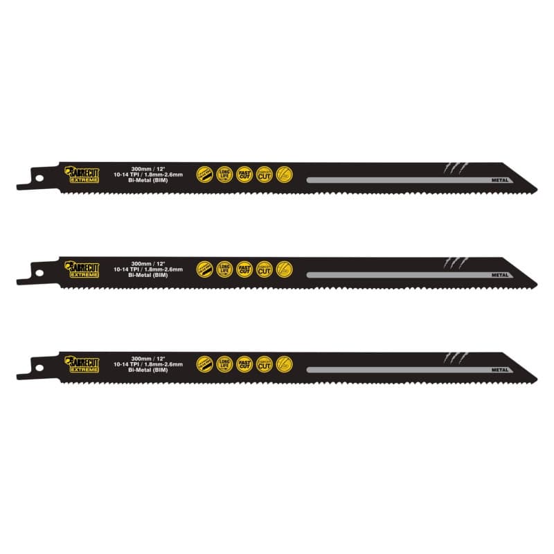 Pack de 3 Lames de Scie Sabre SabreCut 300mm 10-14 TPI pour Métal