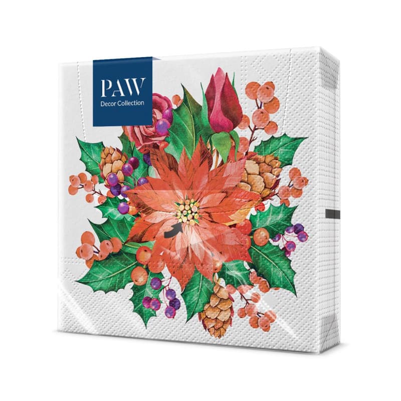 Serviettes en Papier Poinsettia - Lot de 20 pour Noël et Hiver